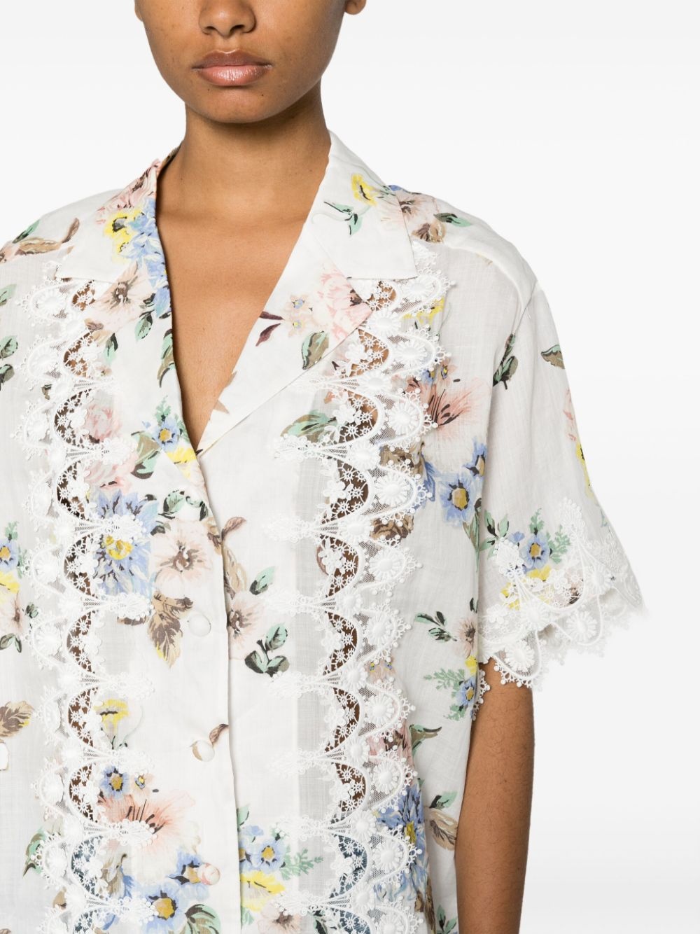 floral-print lace-appliquÃ© shirt - 5