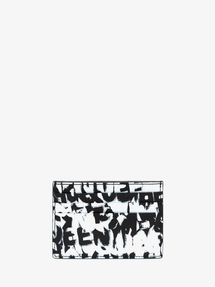 Mcqueen Graffiti Card Holder in Black/white - 3