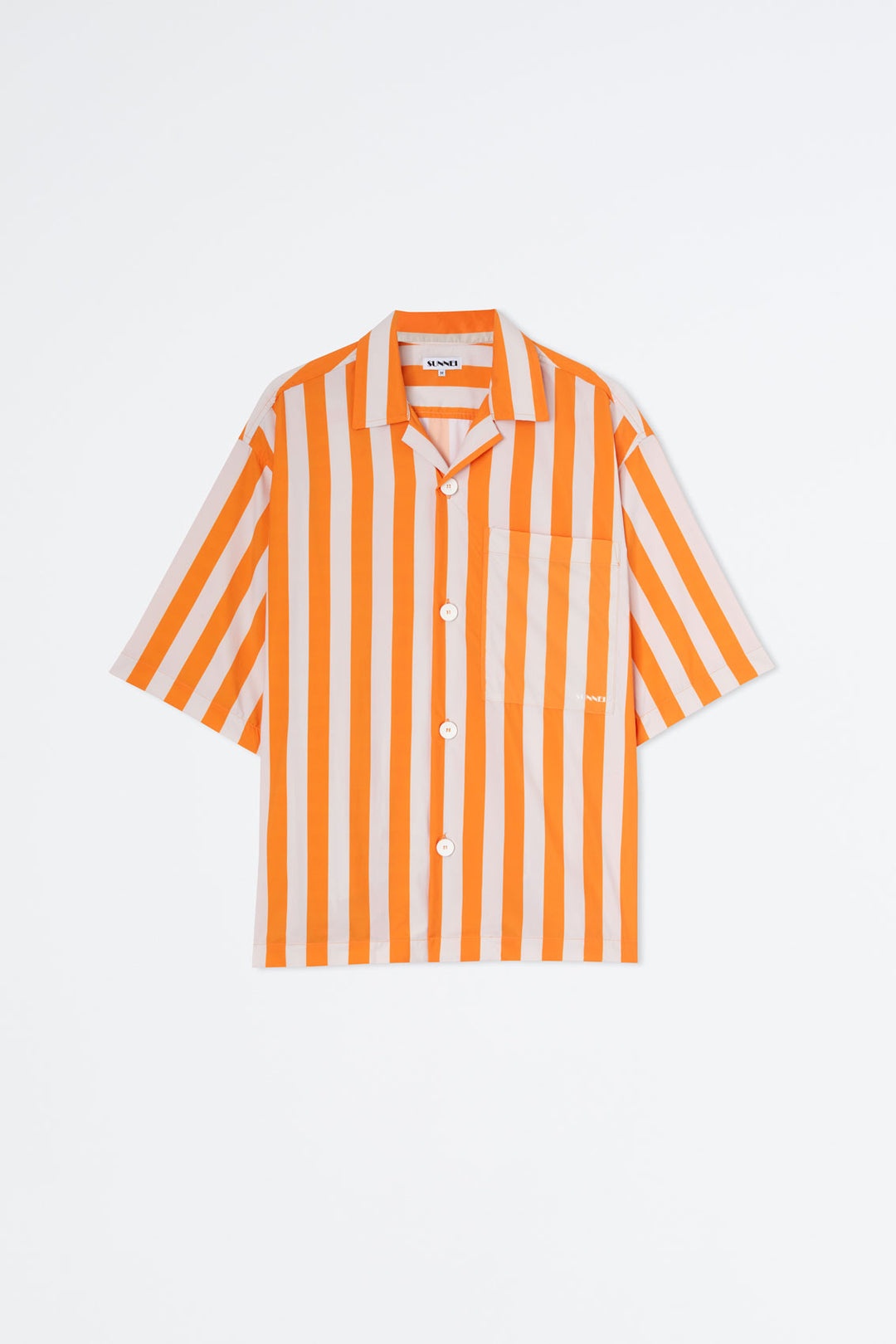 SHORTSLEEVED ORANGE & WHITE NYLON SHIRT - 1