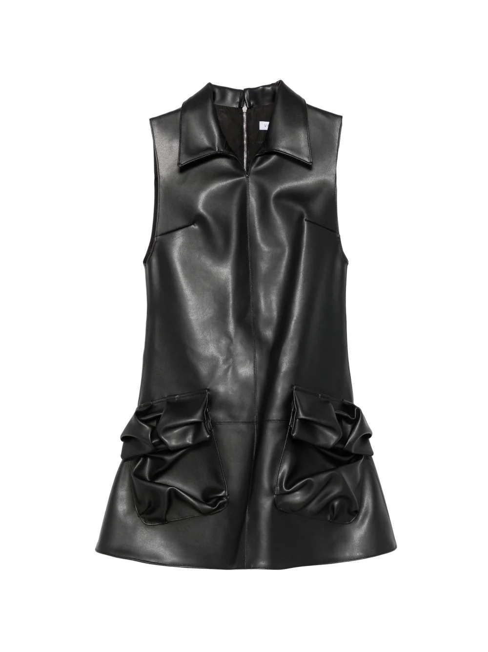sleeveless draped-pocket mini dress - 1