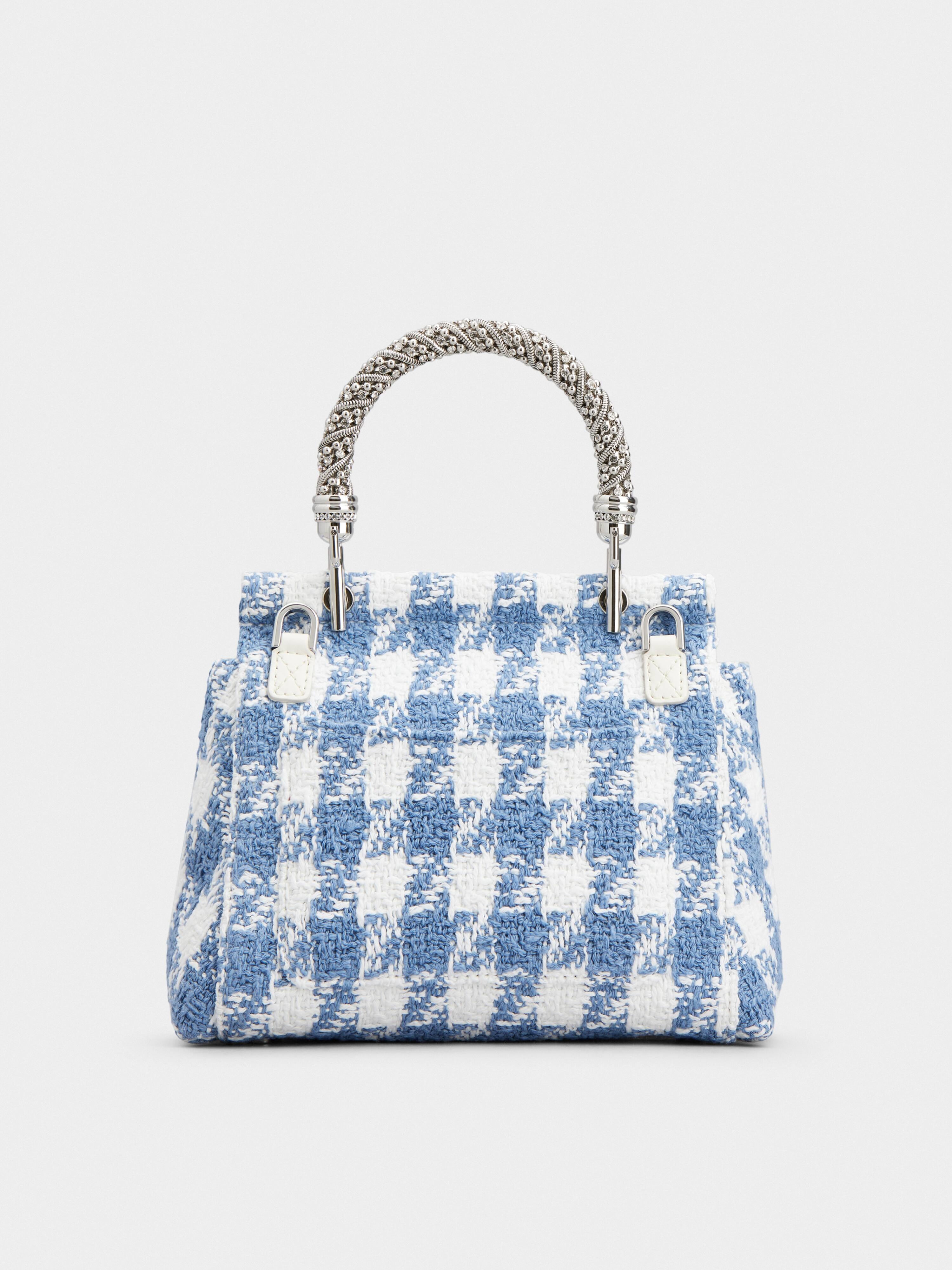 Viv' Cabas Jewel Flower Strass Pearl Buckle Mini Bag in Fabric - 5