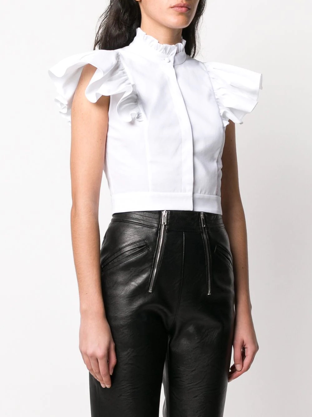 cropped ruffle sleeve blouse - 3