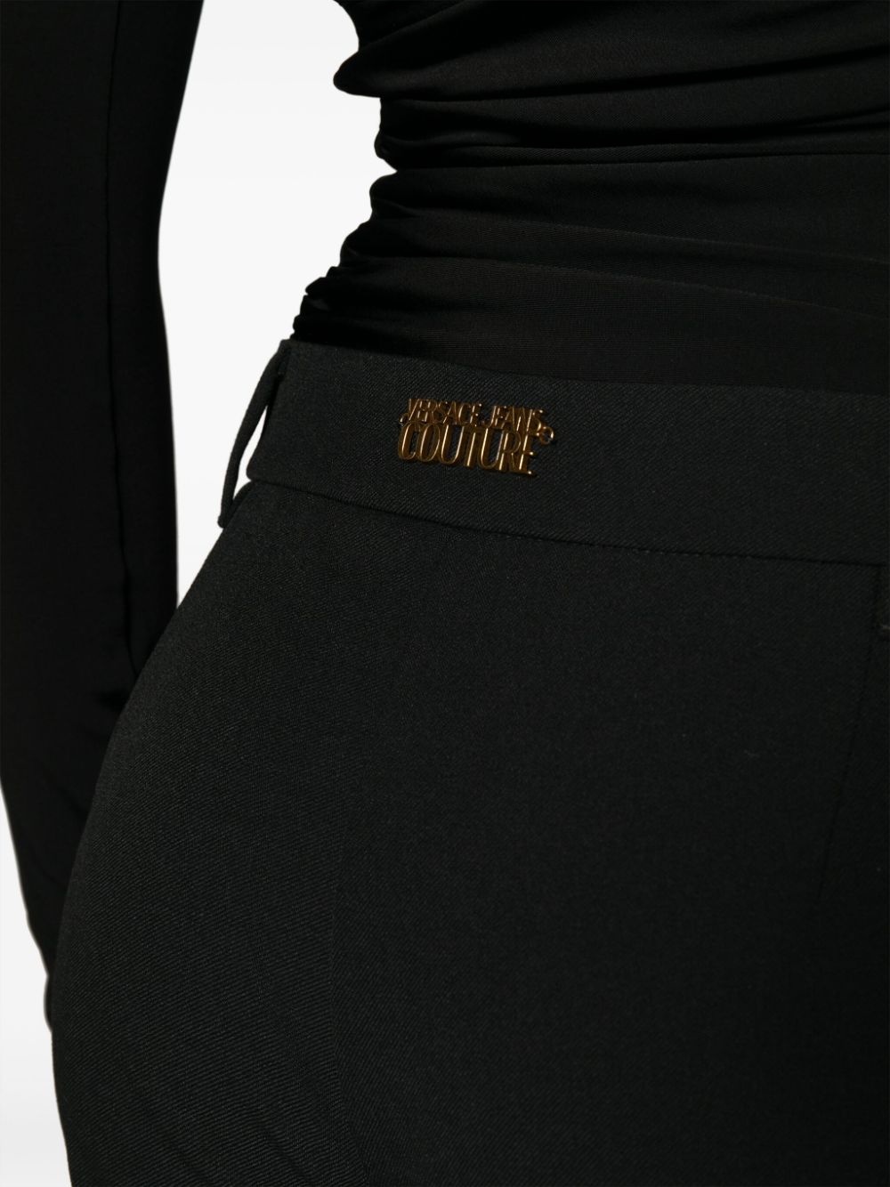 logo-lettering flared trousers - 5