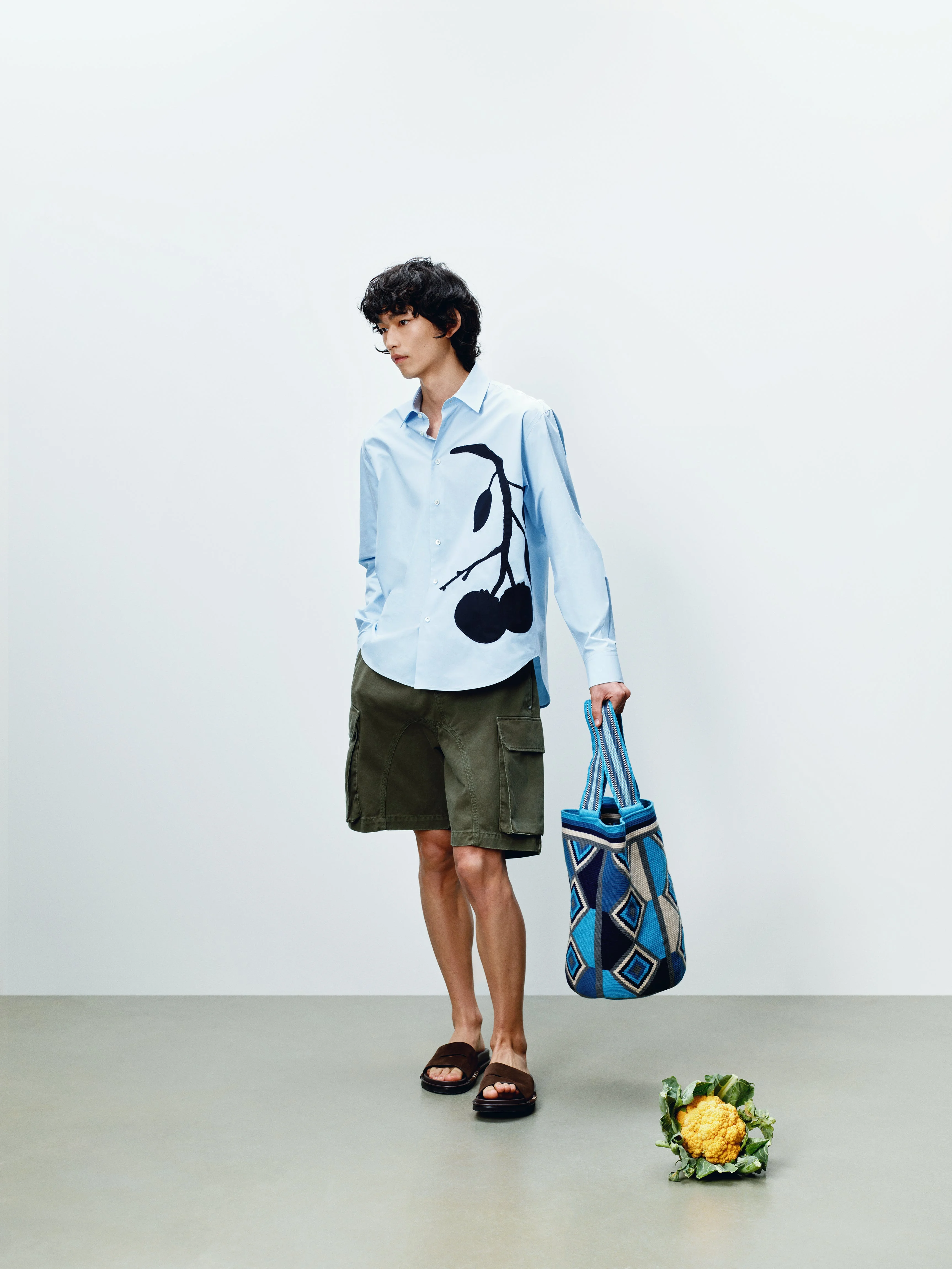 MENS PERSIMMON APPLIQUE SHIRT IN PALE BLUE - 1