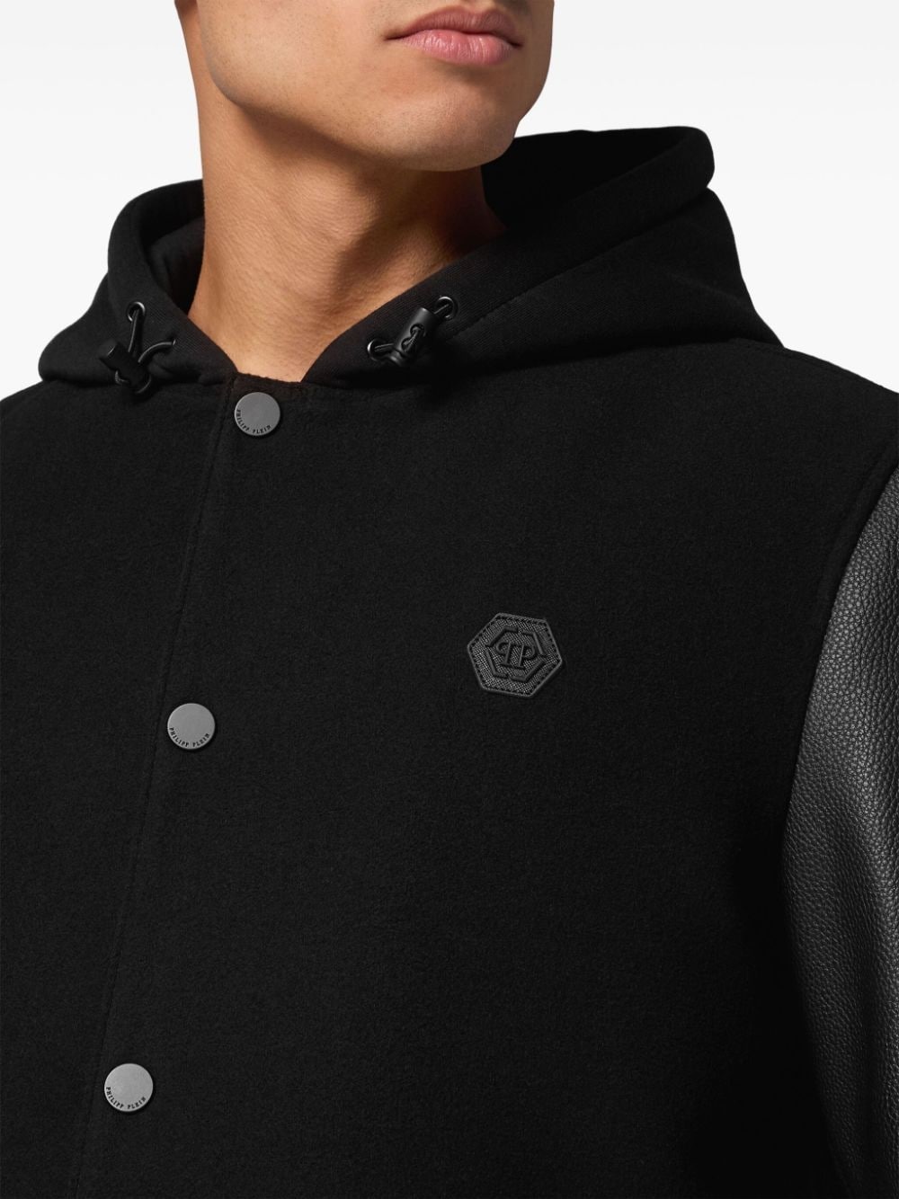 logo-appliquÃ© panelled hooded jacket - 5