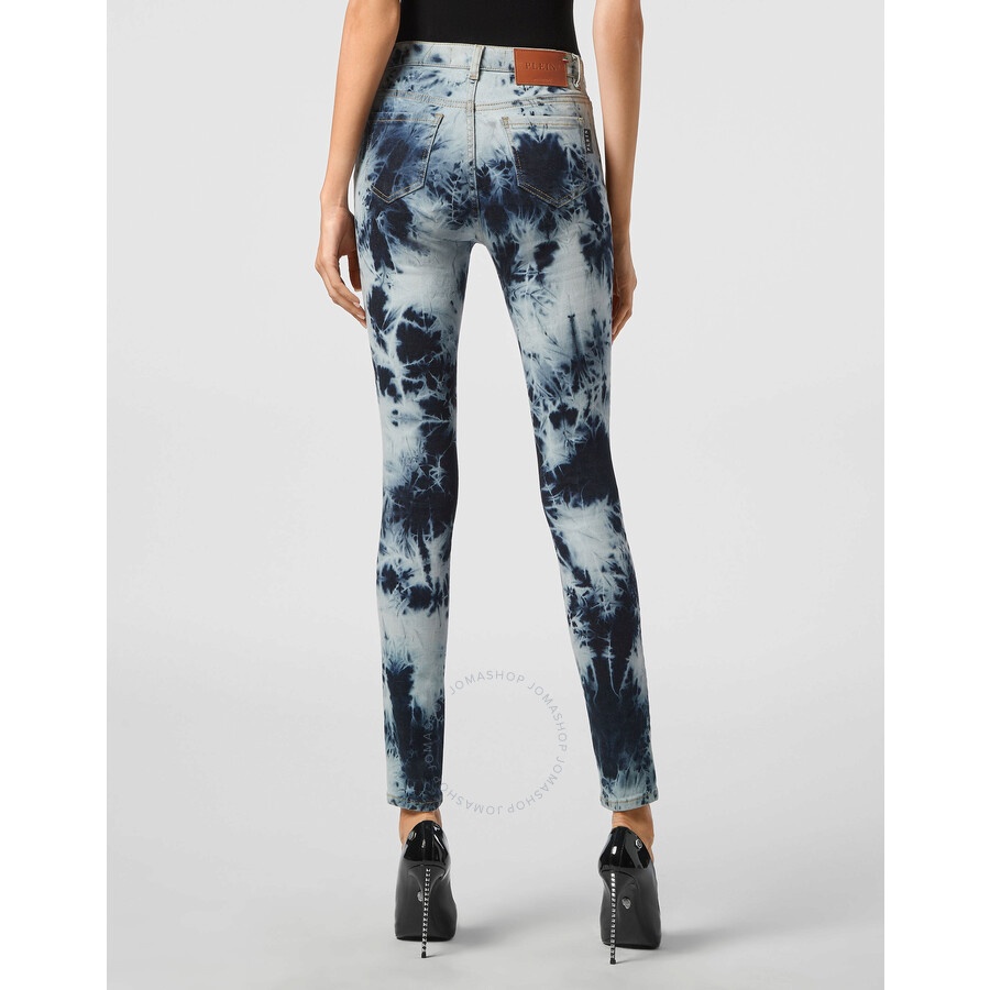 Philipp Plein Bleached Denim High-Waist Jeggings - 2