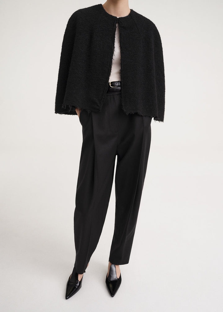 Wool bouclé cape black - 5