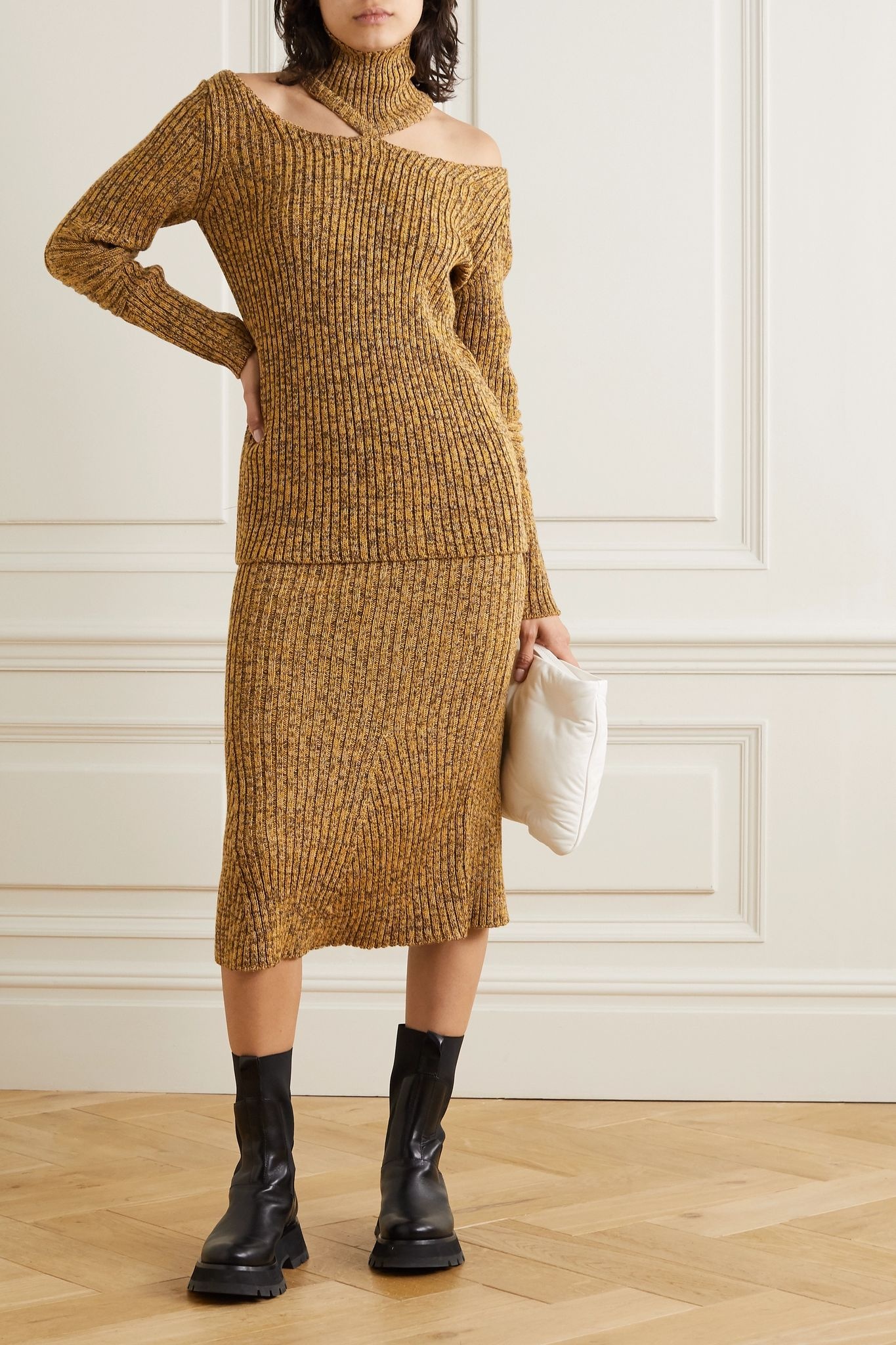 Cutout ribbed wool turtleneck sweater - 2