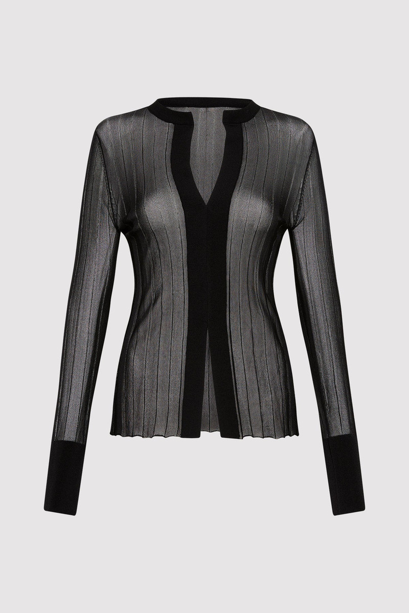 Fine Pleat Knit Shirt - Black 4