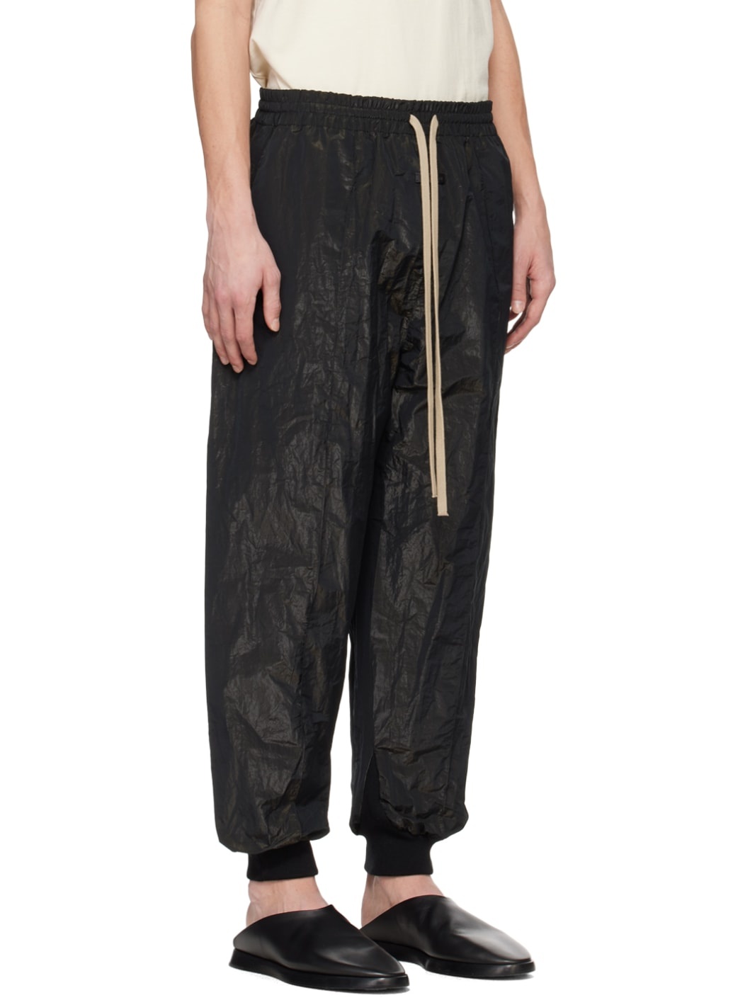 Black Pintuck Track Pants - 2