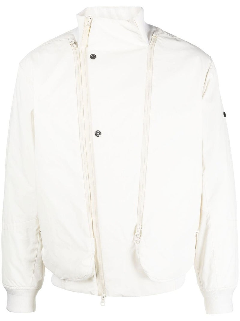 STONE ISLAND SHADOW PROJECT Off-centre Fastening Bomber Jacket White 1