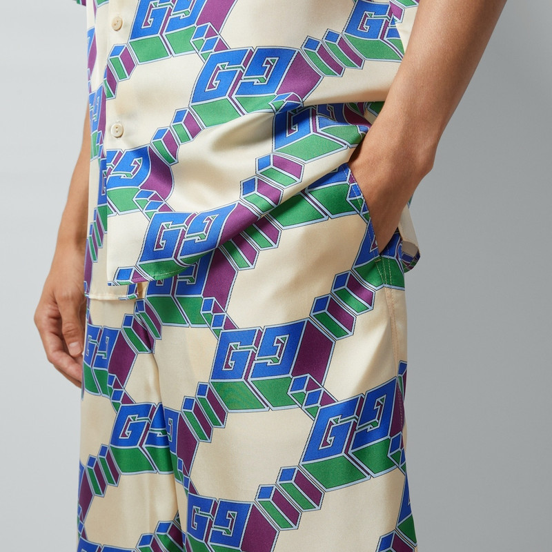 3D GG print silk shorts 3