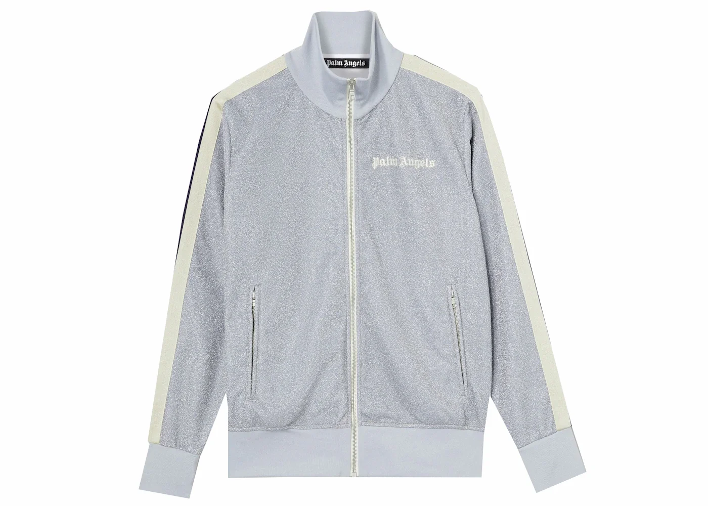 Palm Angels Lurex Track Jacket Silver/Off-White - 1