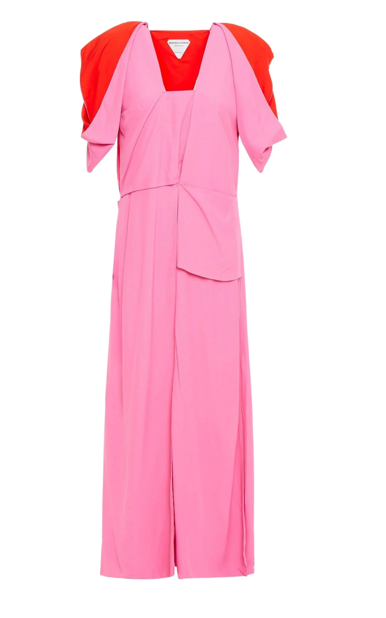 Cold-shoulder Cutout Two-tone Midi Dress - 1