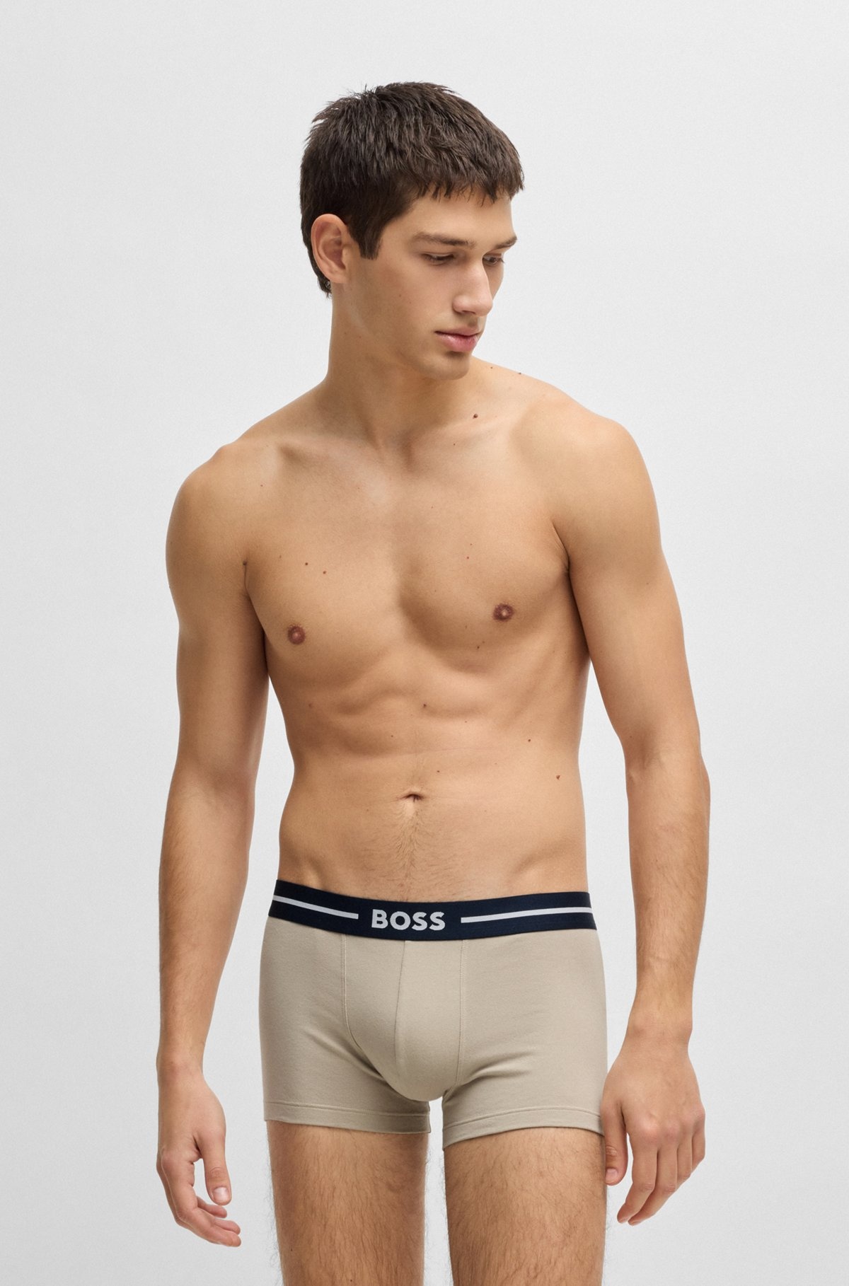 THREE-PACK OF STRETCH-COTTON TRUNKS WITH LOGO WAISTBANDS - 6
