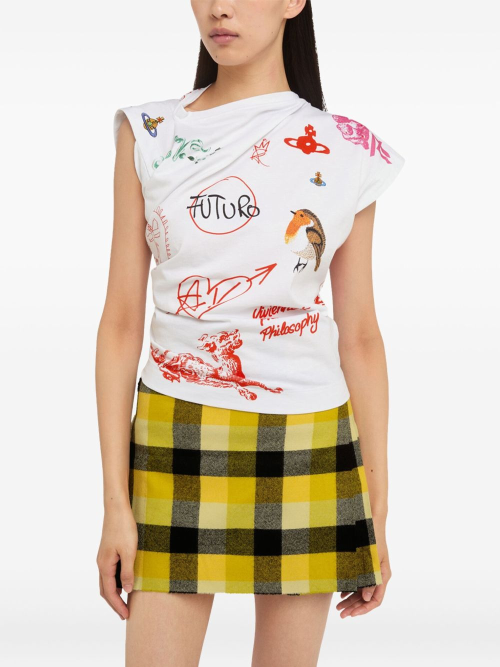 Herbo graphic-print draped T-shirt - 1