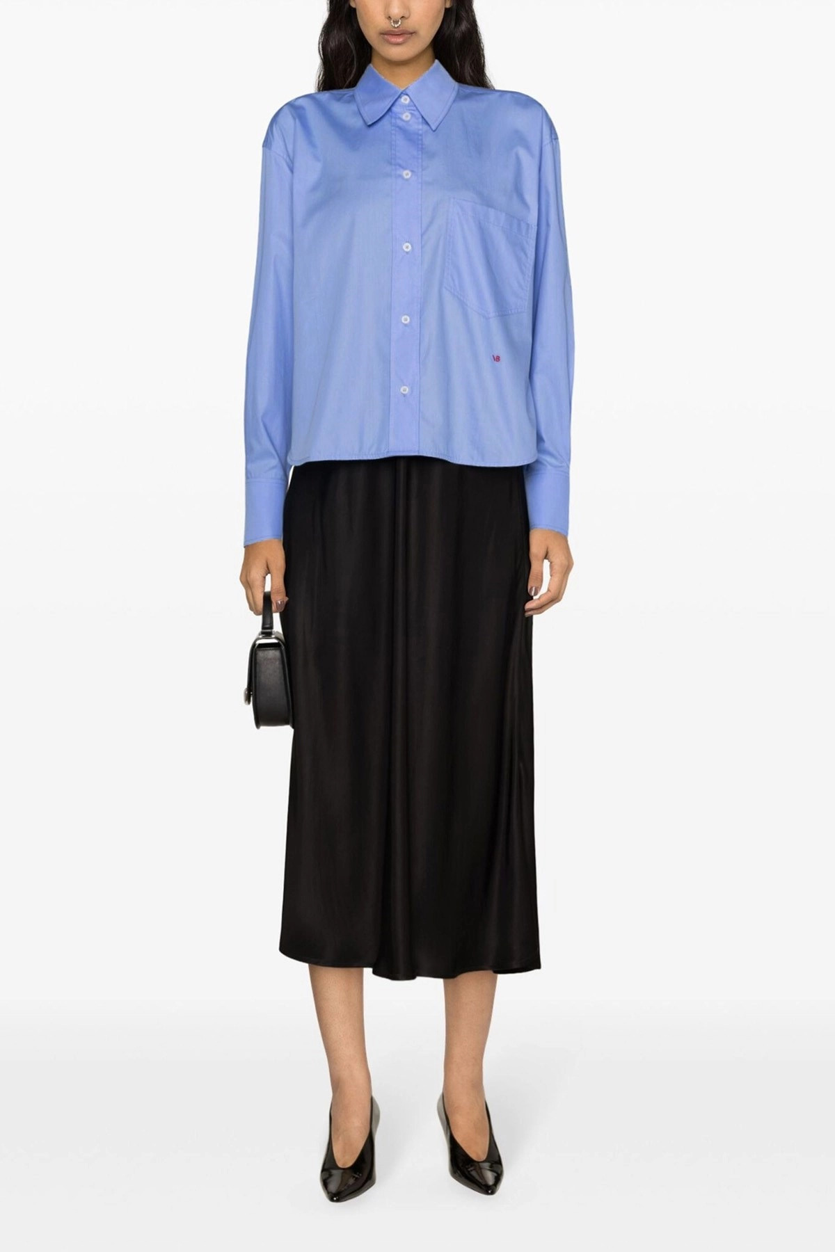 Cropped shirt with logo embroidery - 2