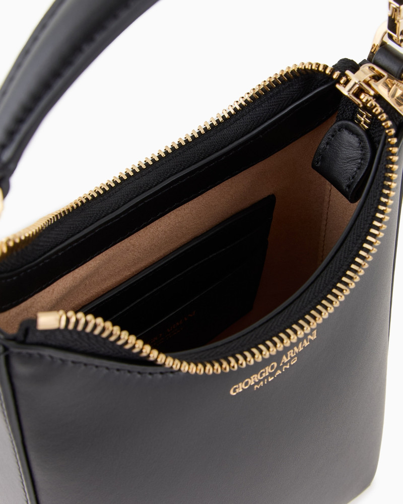 MINI LA PRIMA VERTICAL LEATHER HOBO BAG 4