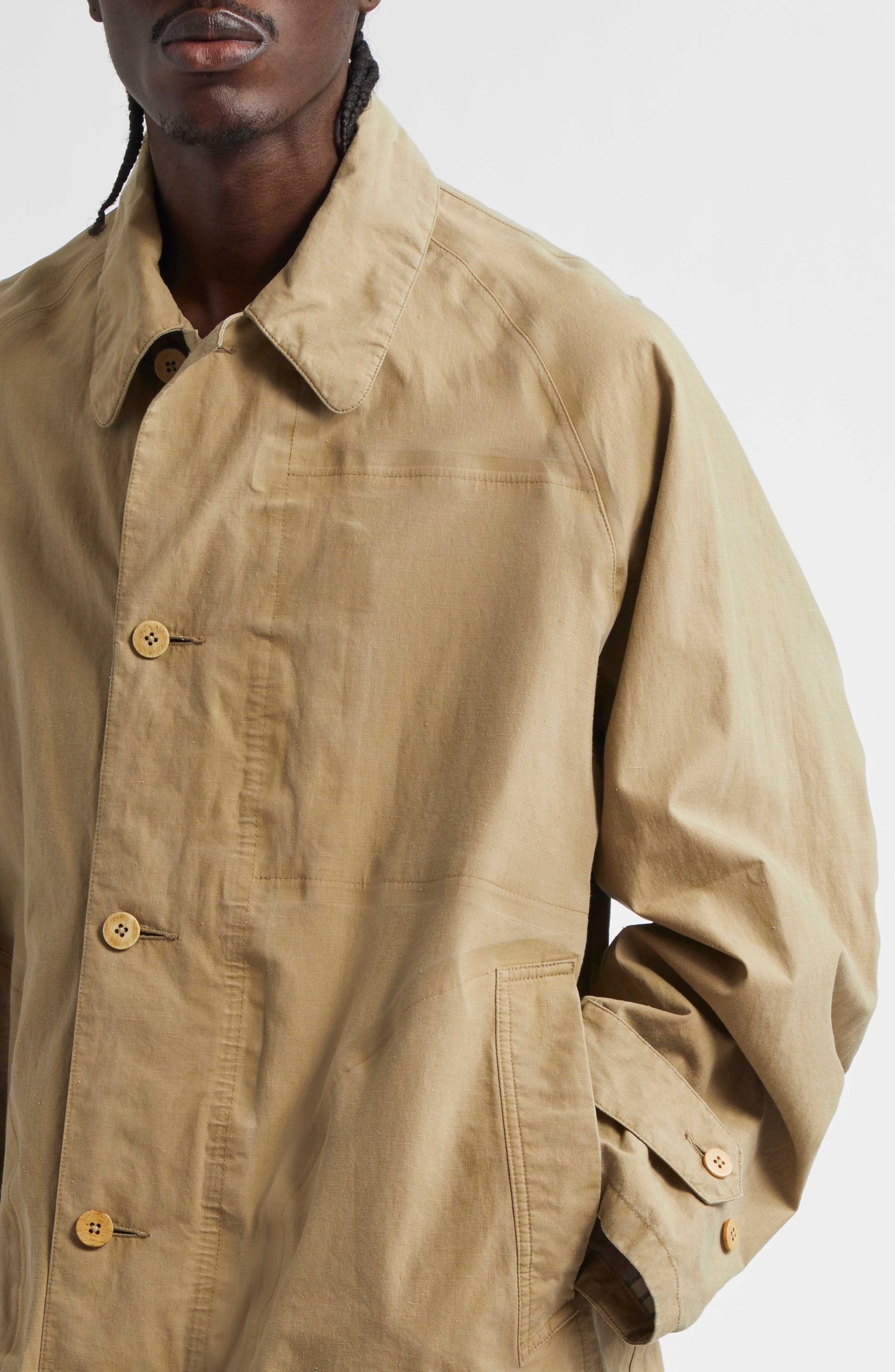VISVIM Henderson 3L Laminated Linen Coat in Beige at Nordstrom - 4