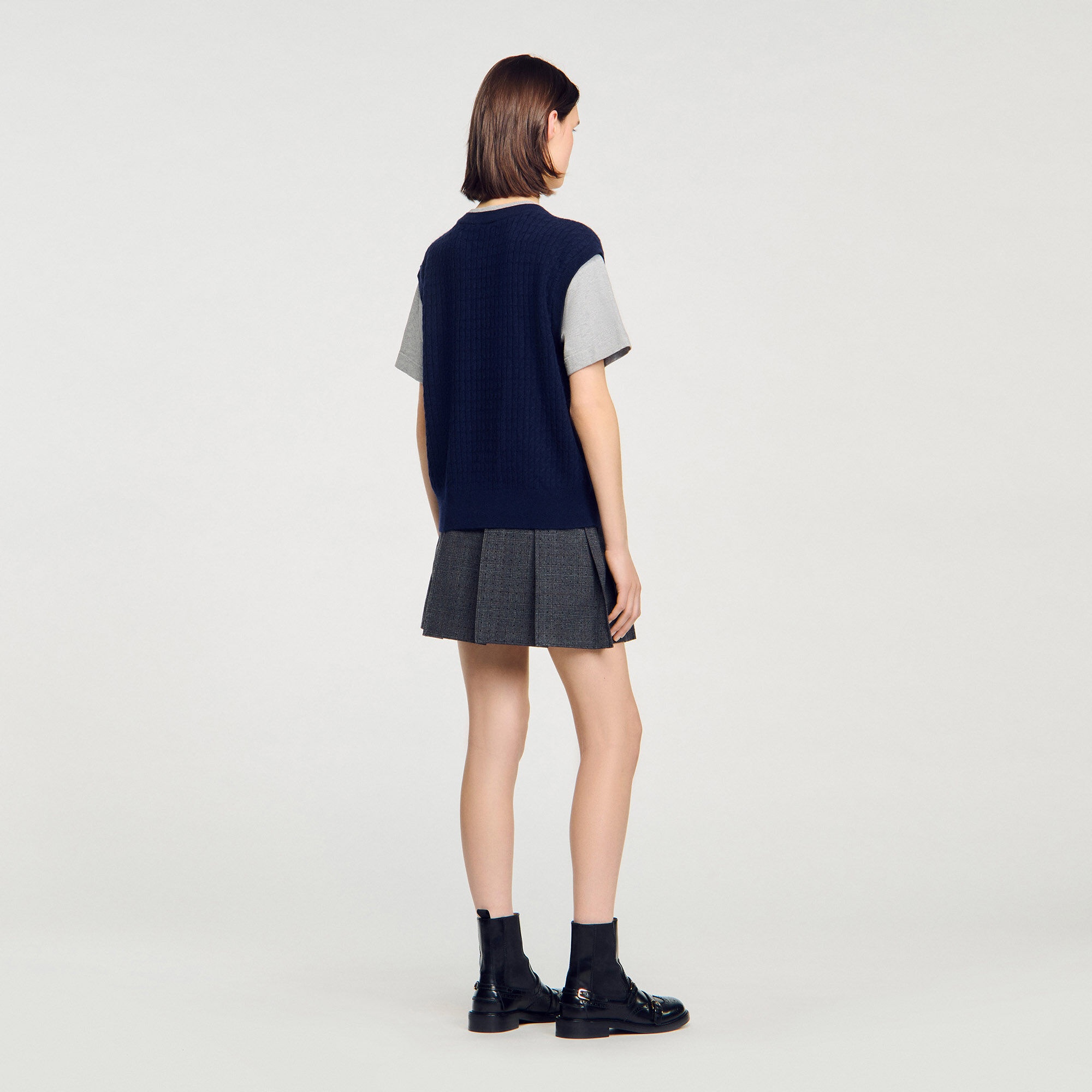 DUAL-MATERIAL KNIT SWEATER - 5