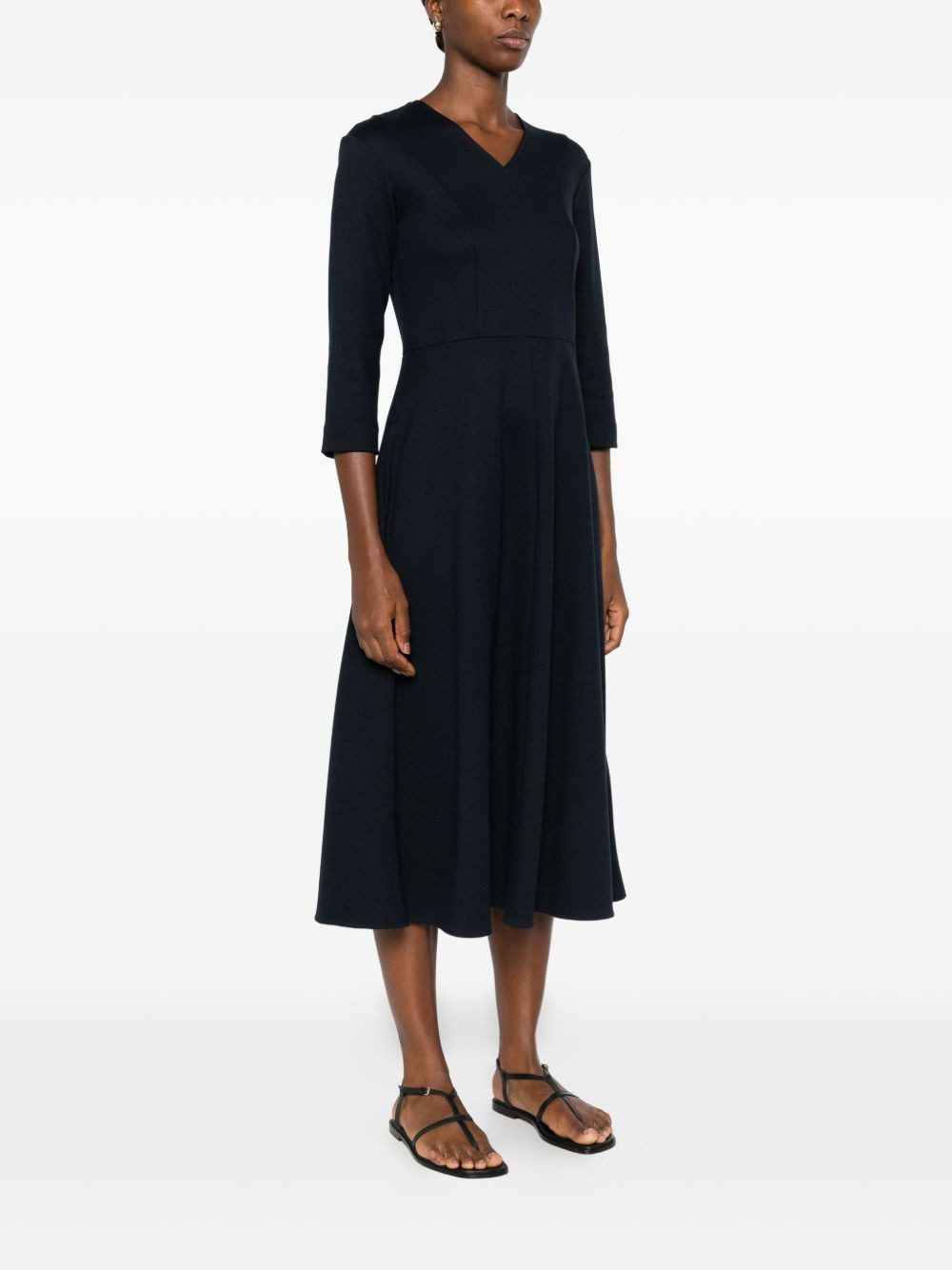 three-quarter sleeve flared dress - 3