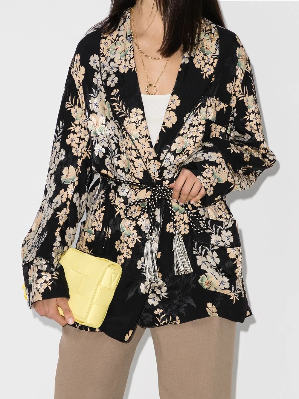 floral jacquard kimono jacket - 2