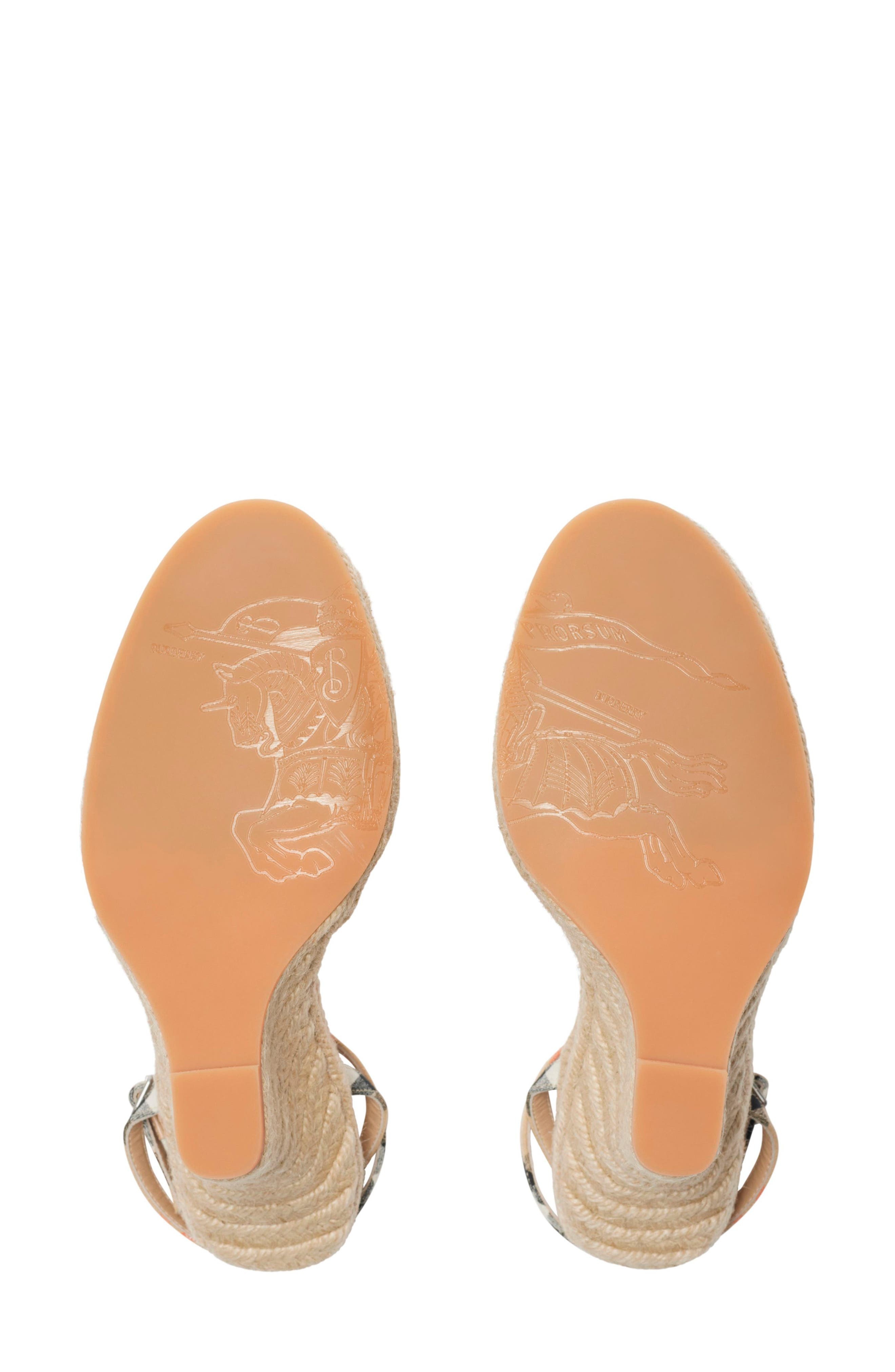burberry Mews Ankle Strap Espadrille Wedge Sandal in Sand Ip Check at Nordstrom - 4