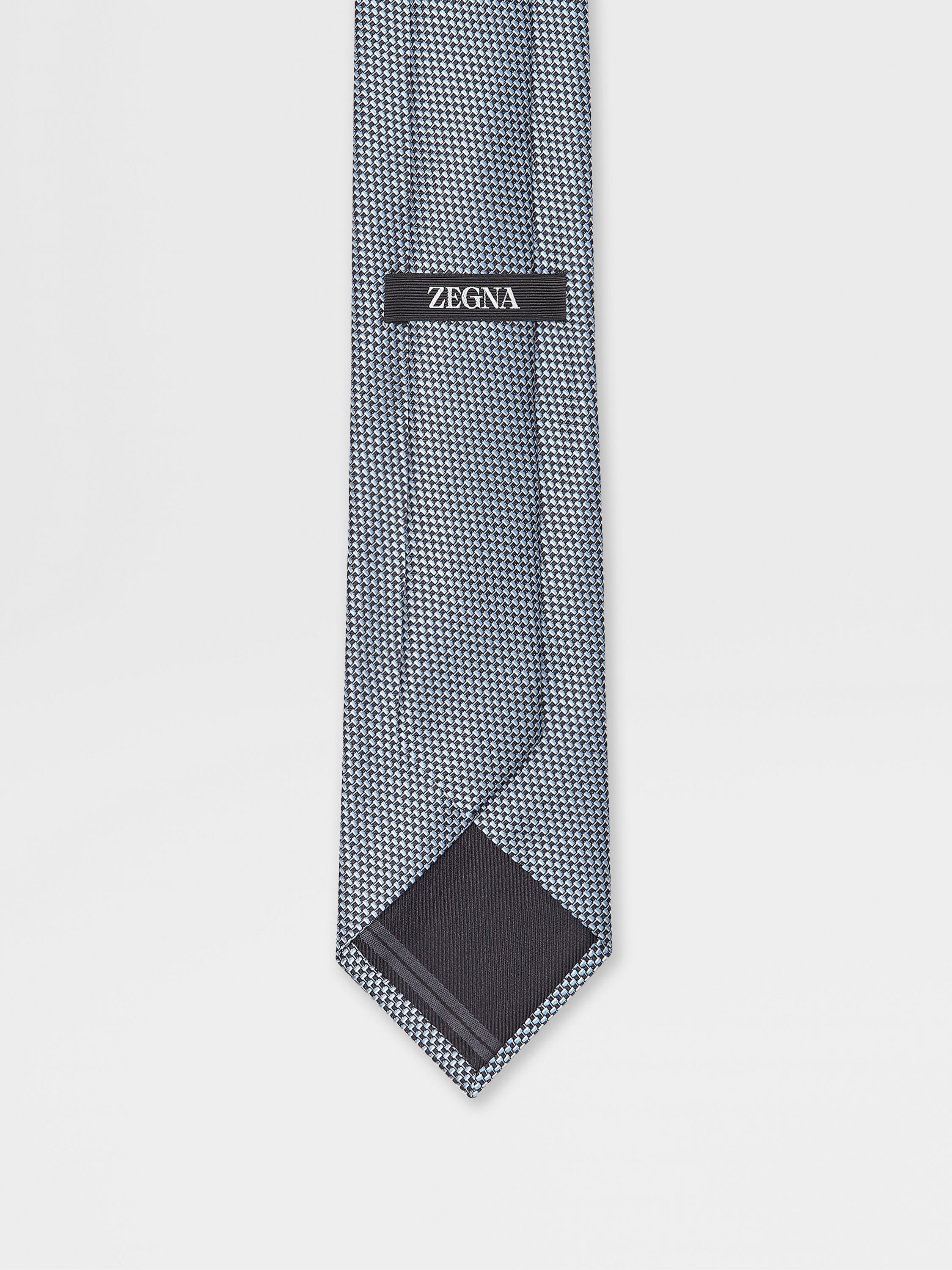 LIGHT BLUE JACQUARD SILK TIE - 3
