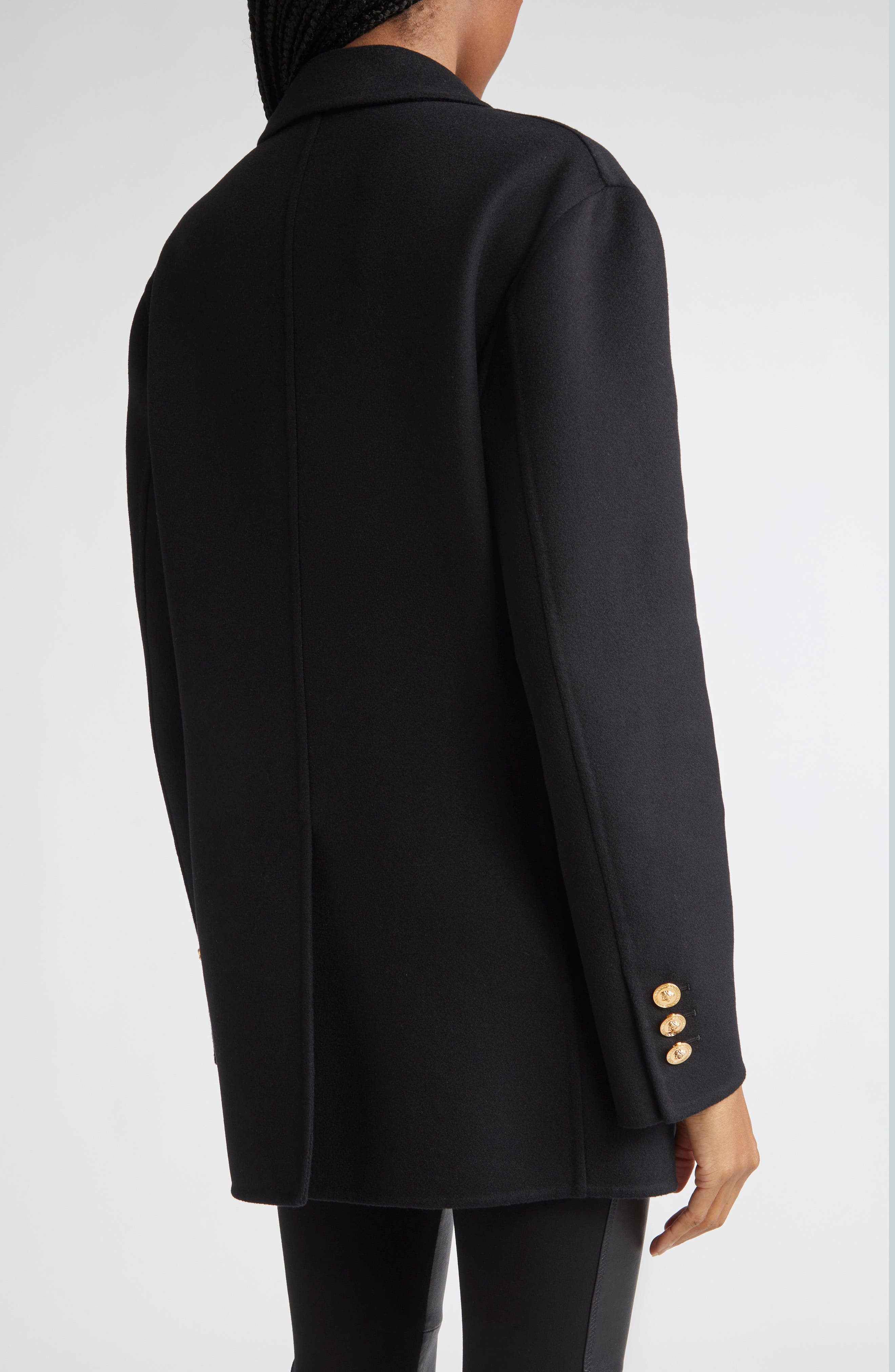 Versace Cashmere & Virgin Wool Peacoat in Black at Nordstrom - 3