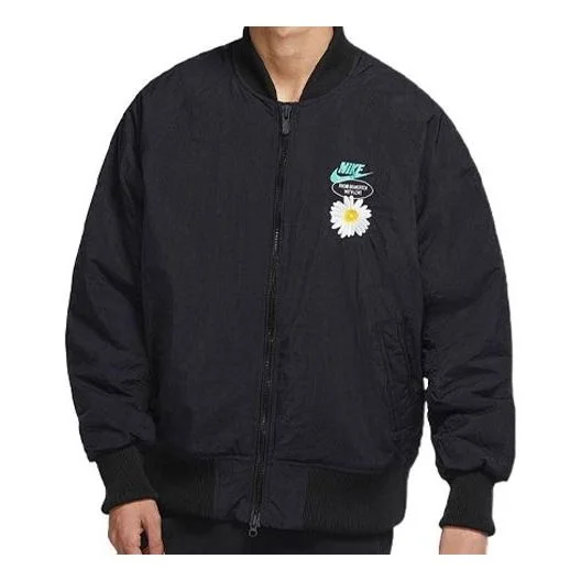 Men's Nike Daisy Printing Sports Training Padded Black Jacket DM5019-010 - 1