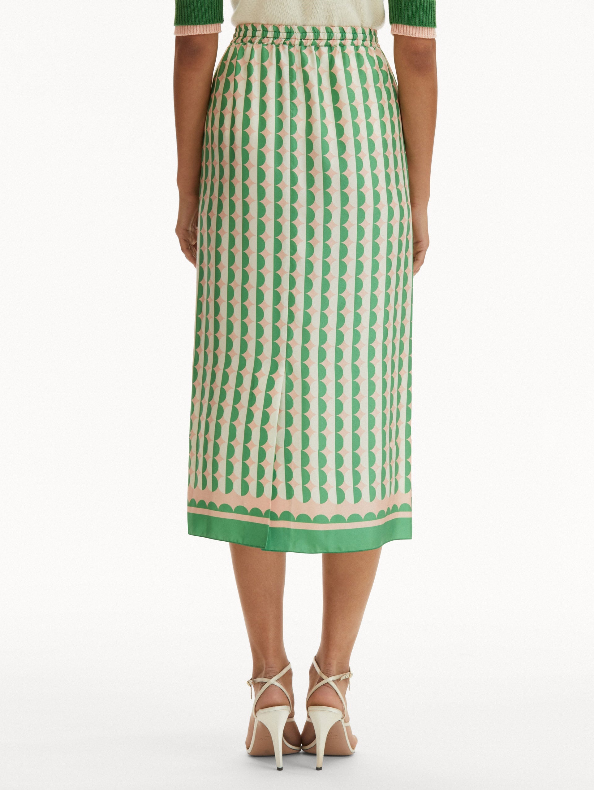 GEOMETRIC CIRCLE SILK TWILL SKIRT - 3