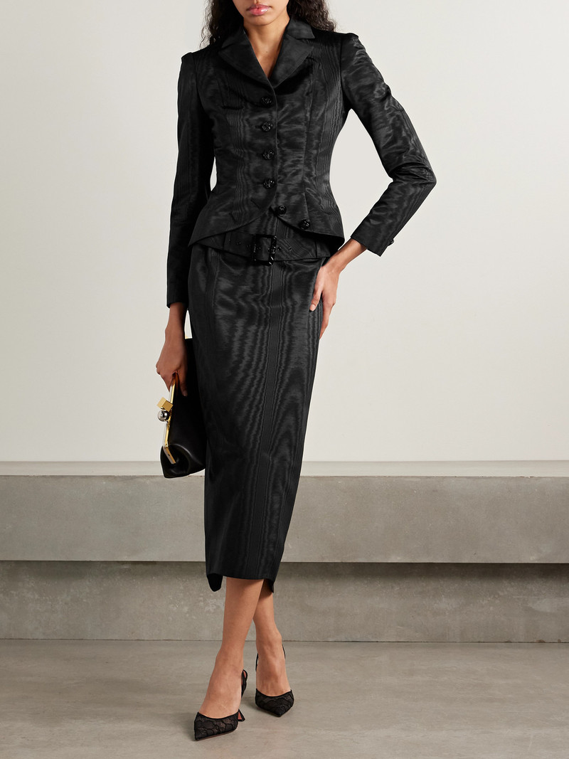 Wiederhoeft Salon Belted Recycled-moire Midi Skirt outlook