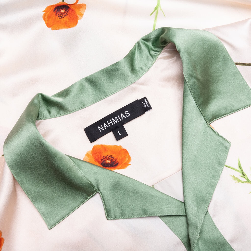 COLOR BLOCK S/S SILK SHIRT - POPPY IVORY - 3