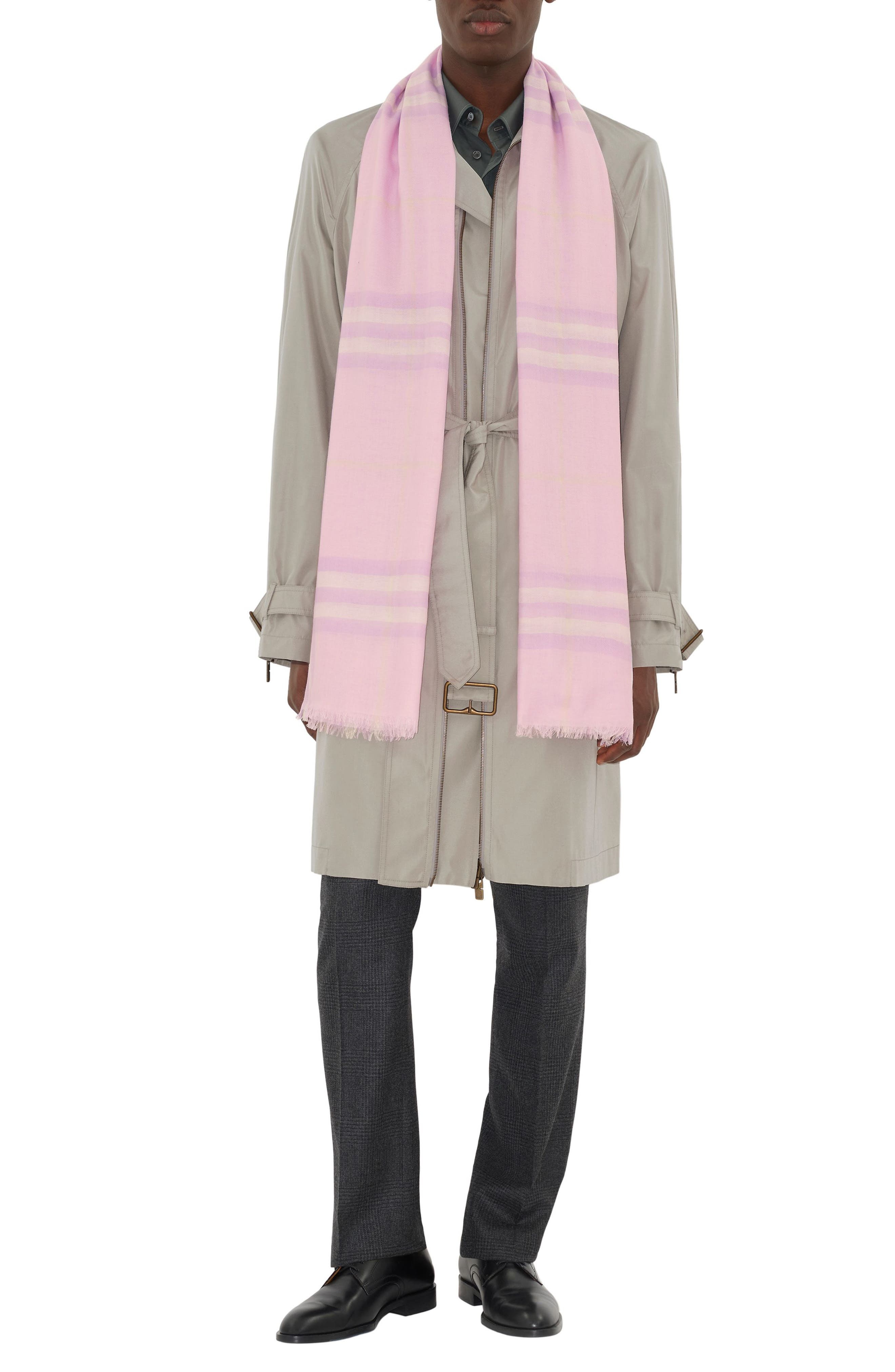 burberry Giant Check Lightweight Wool Scarf in Fondant Pink at Nordstrom - 6