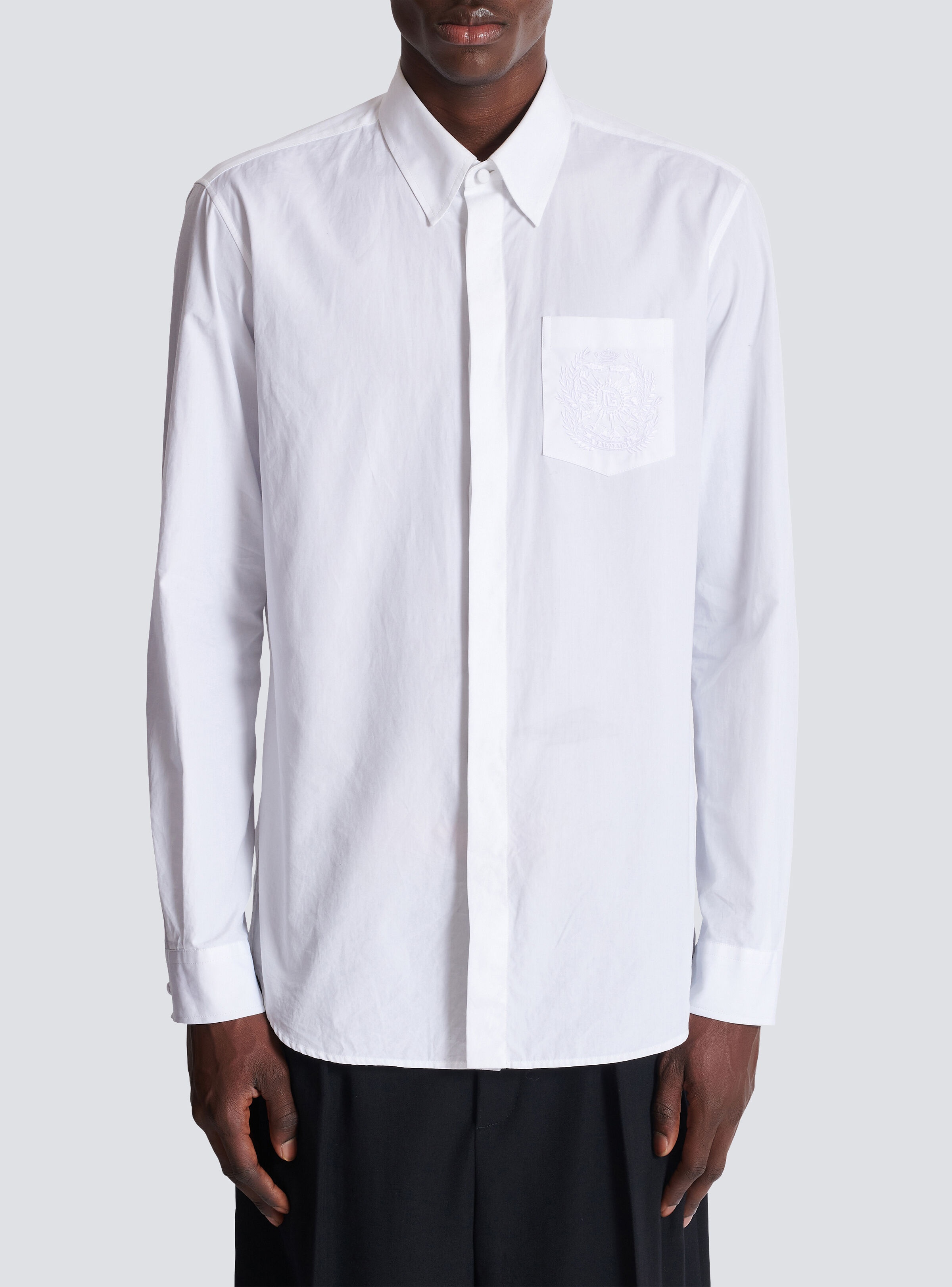 Balmain Écusson embroidered poplin shirt - 5