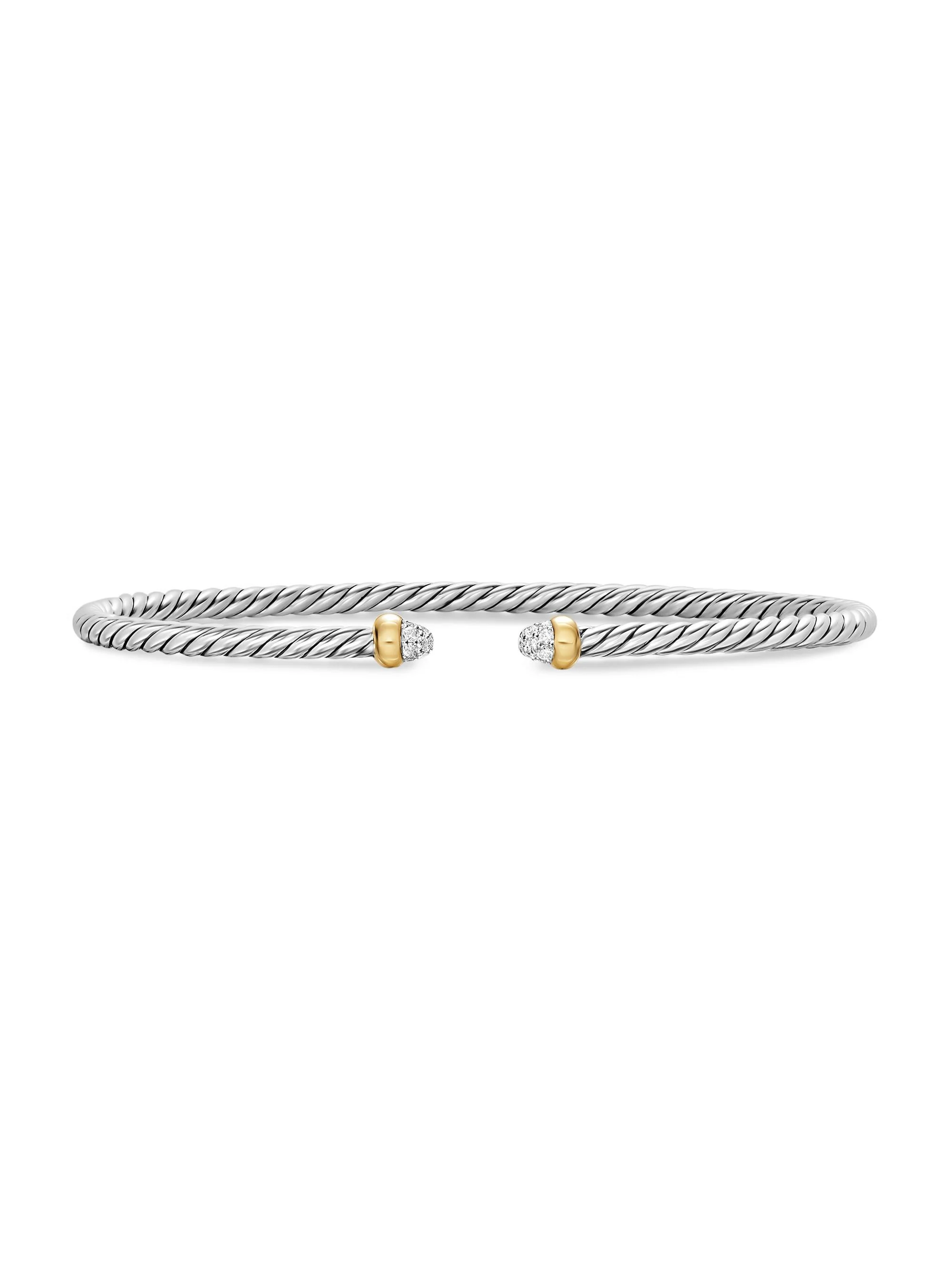 Women's Micro Cable Flex Bracelet in Sterling Silver - Diamond - 1