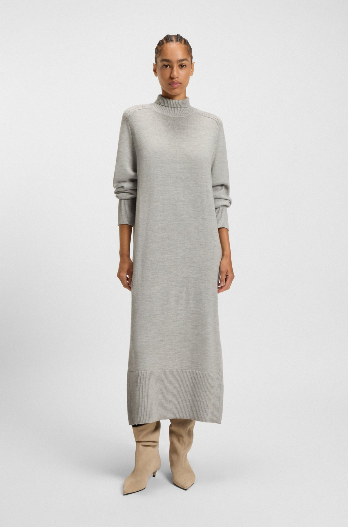 RELAXED-FIT KNITTED DRESS IN A VIRGIN-WOOL BLEND - 3