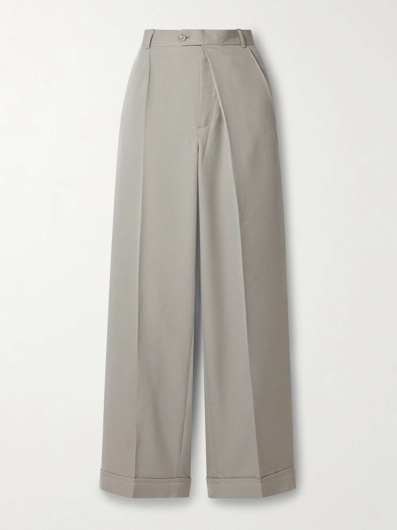 + NET SUSTAIN asymmetric pleated wool-blend straight-leg pants - 1