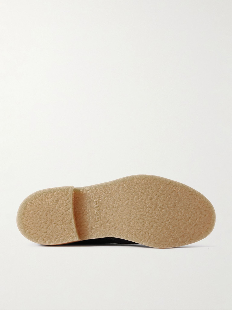 GUCCI New Moreau Logo-Debossed Suede Desert Boots Blue outlook