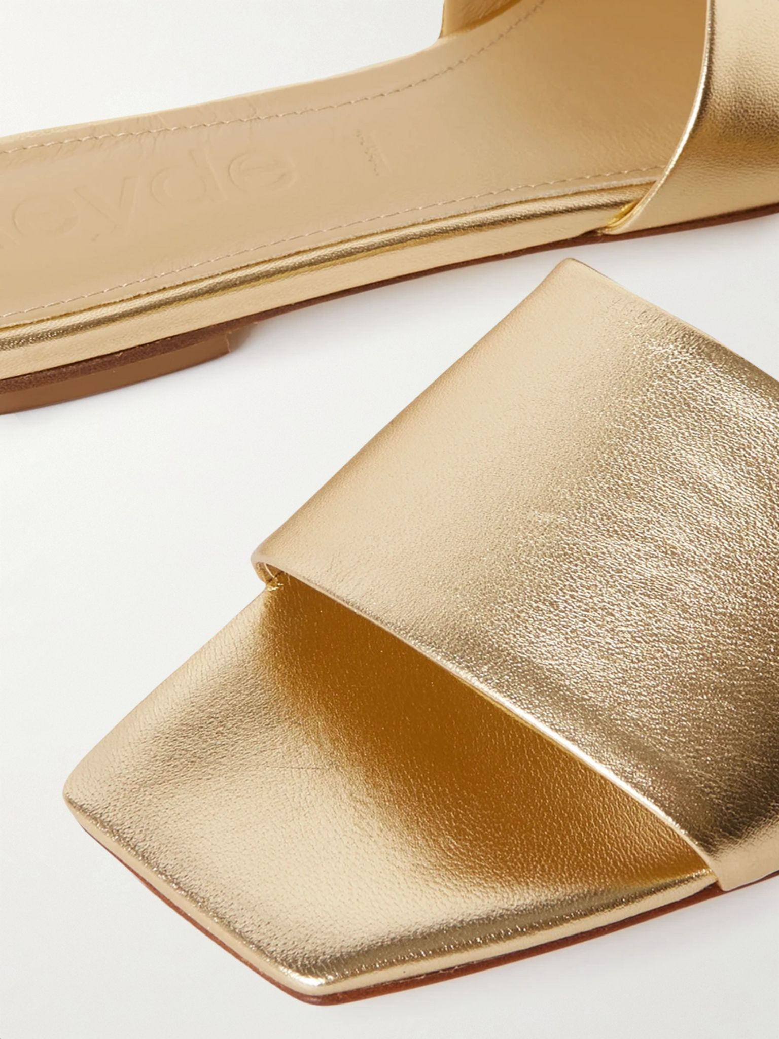 Anna metallic leather slides Gold - 4