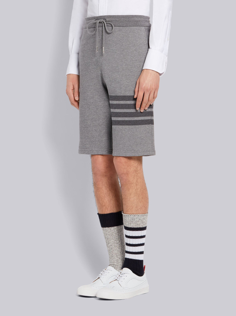 Thom Browne Medium Grey Cotton Loopback Tonal 4-Bar Sweat Shorts outlook