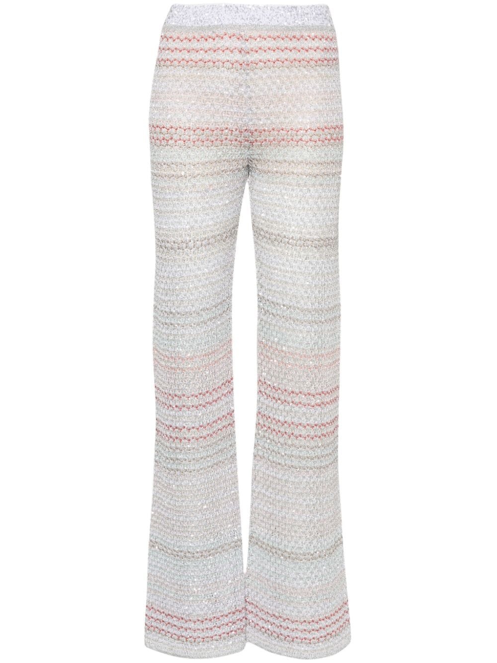 striped crochet-knit trousers - 1