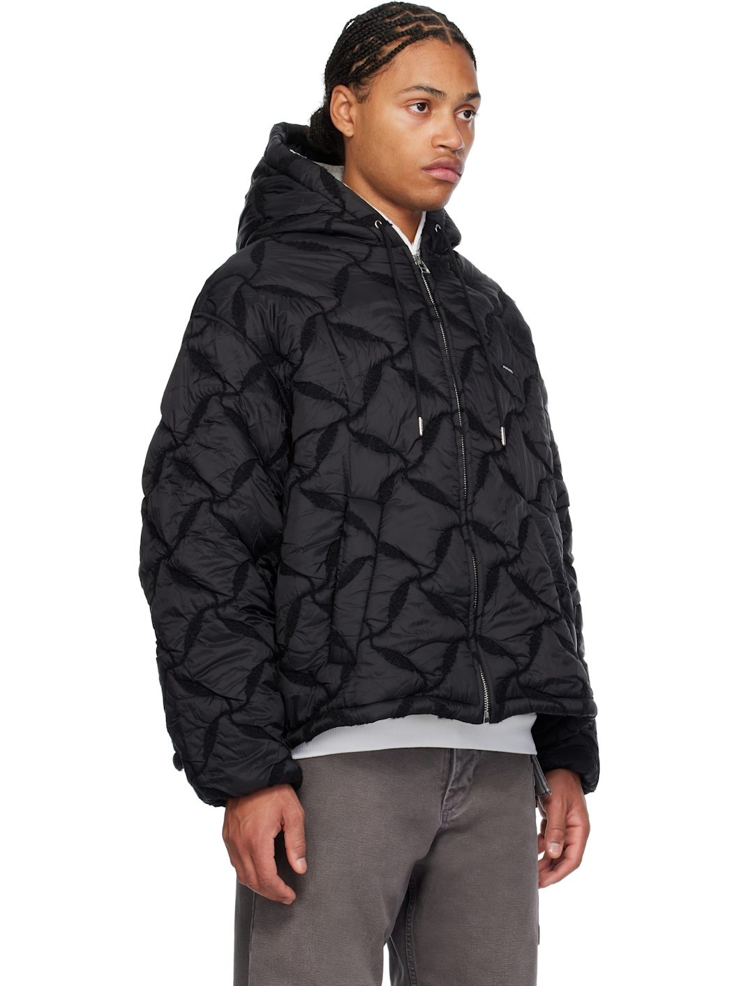 Black Hooded Bomber Jacket - 2