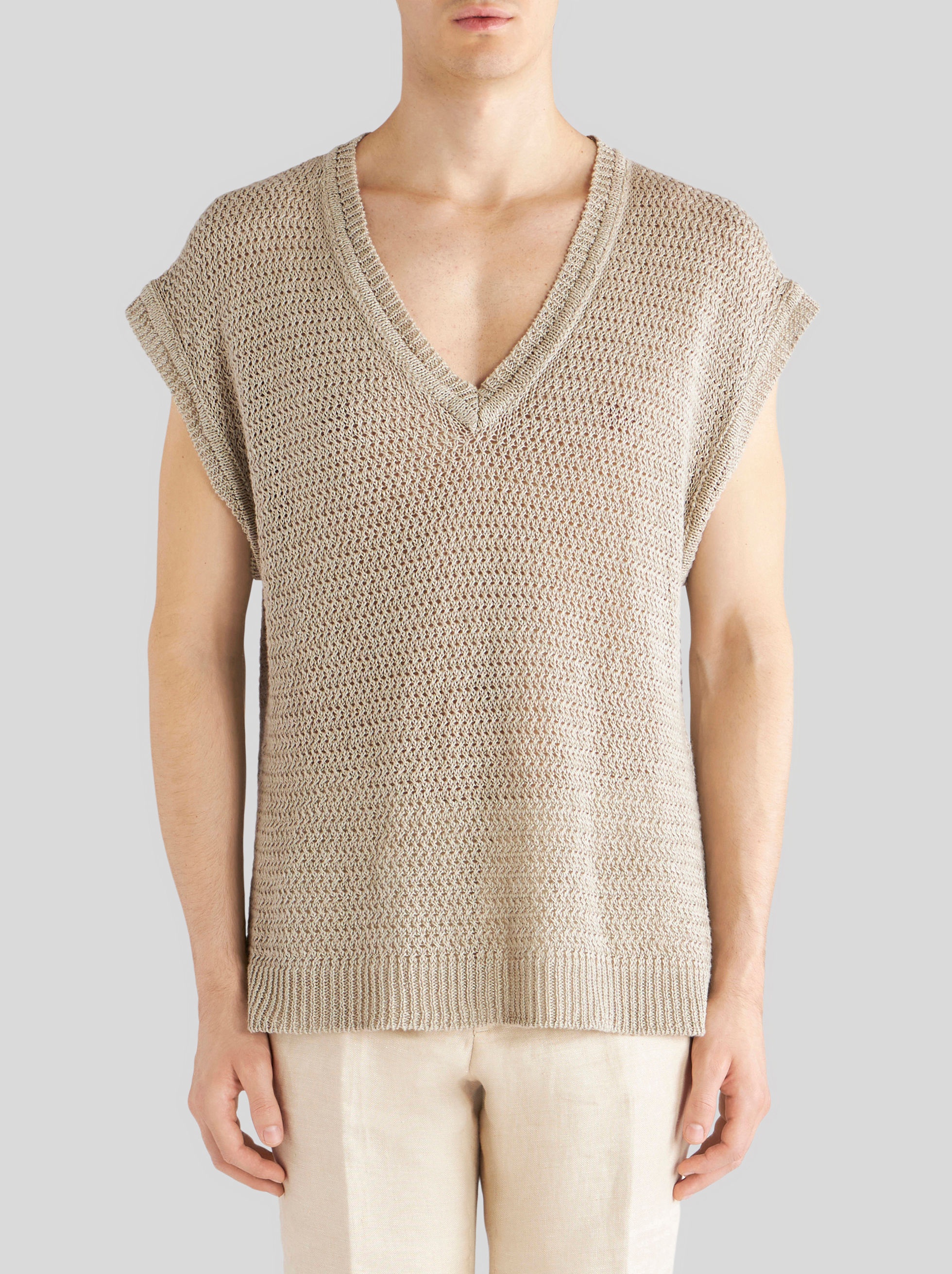KNITTED LINEN GILET - 2