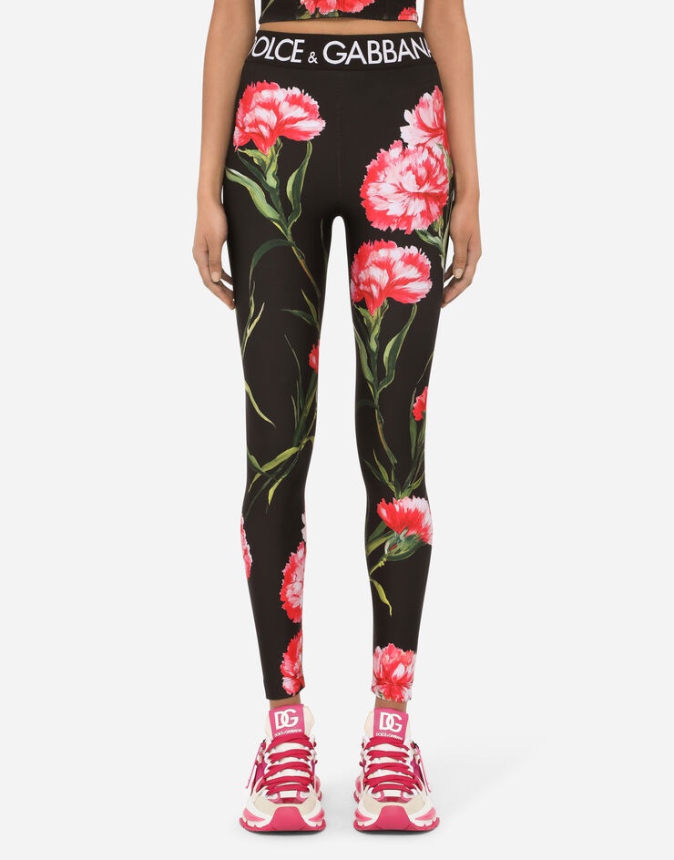 Carnation-print jersey leggings - 1