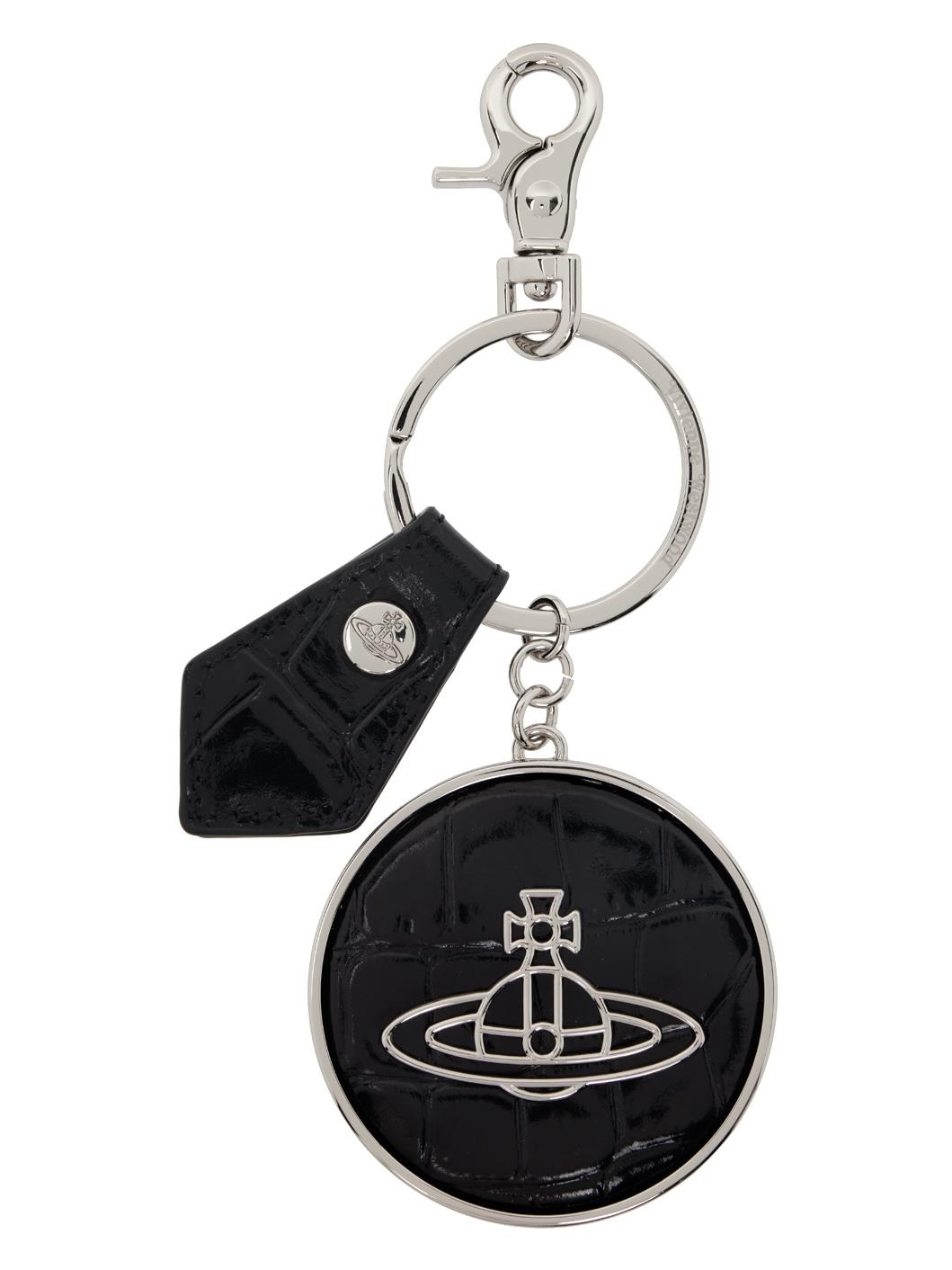 Silver & Black Thin Line Orb Keychain - 1