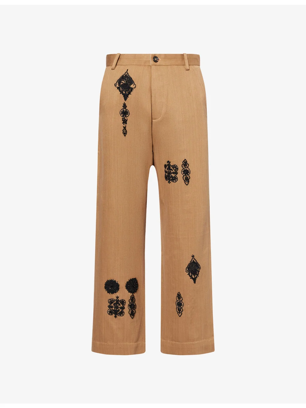 Zardozi Embroidered Denim Trousers - 1