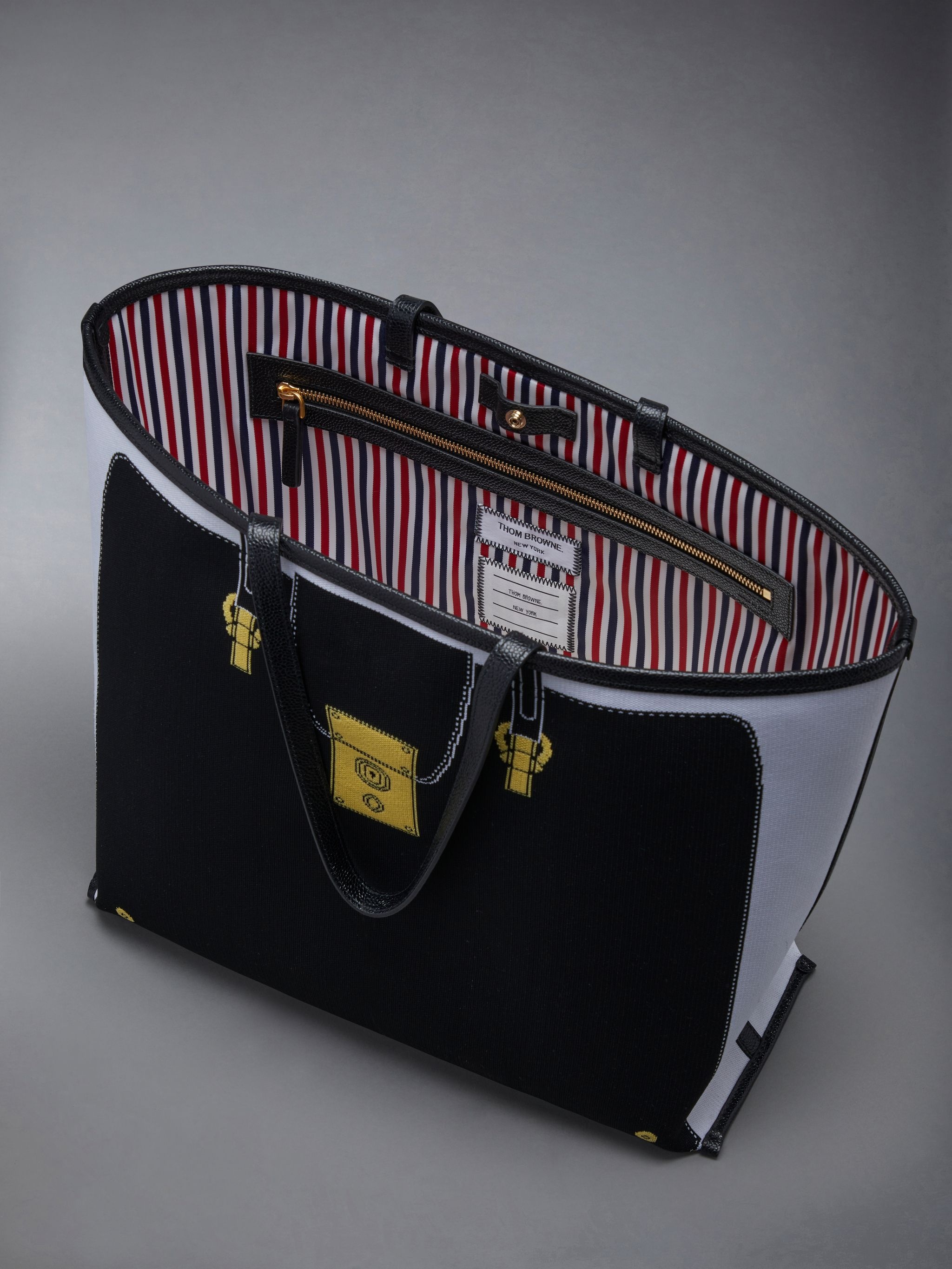 Knit Jacquard Panel Trompe L'oeil Mrs. Thom Soft Tote - 5