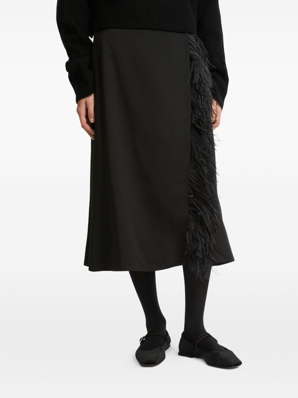 feather-trimmed satin skirt - 3
