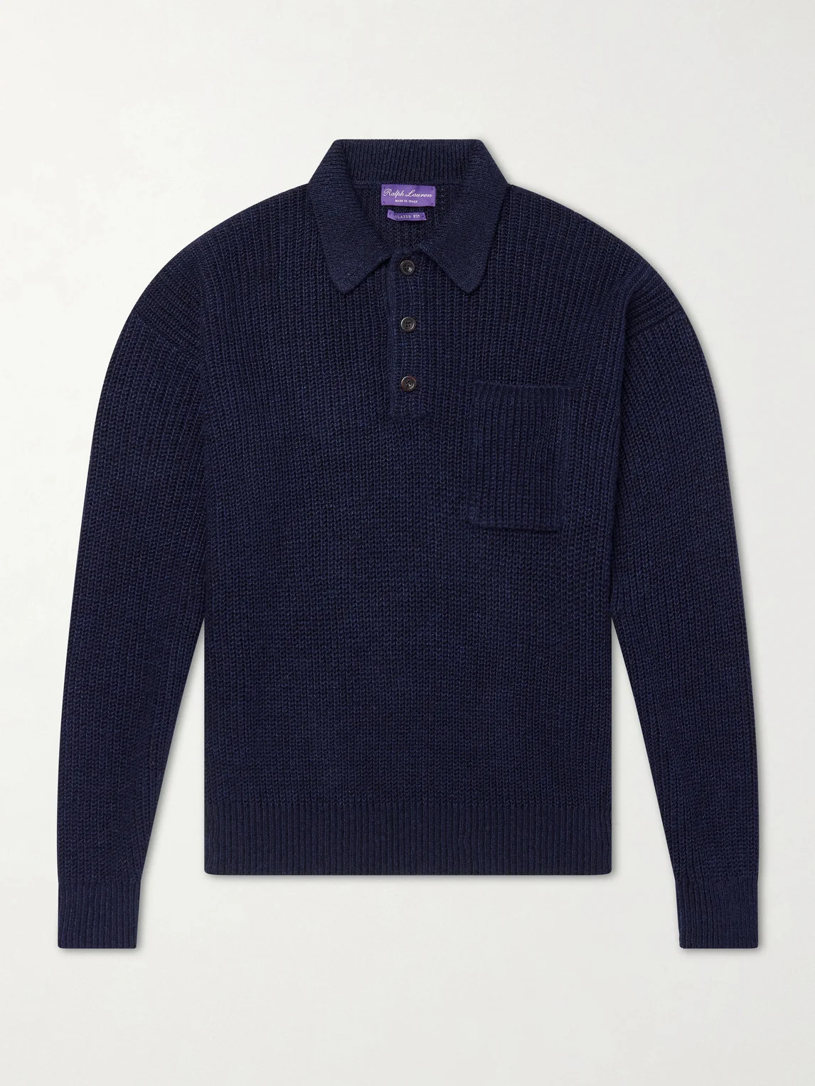 Silk and Linen-Blend Polo Sweater - 1